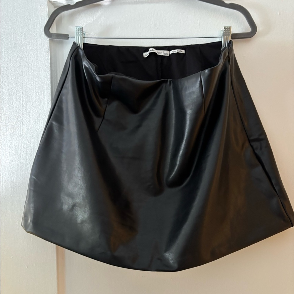 Abercrombie & Fitch Black Vegan Leather Mini Skort